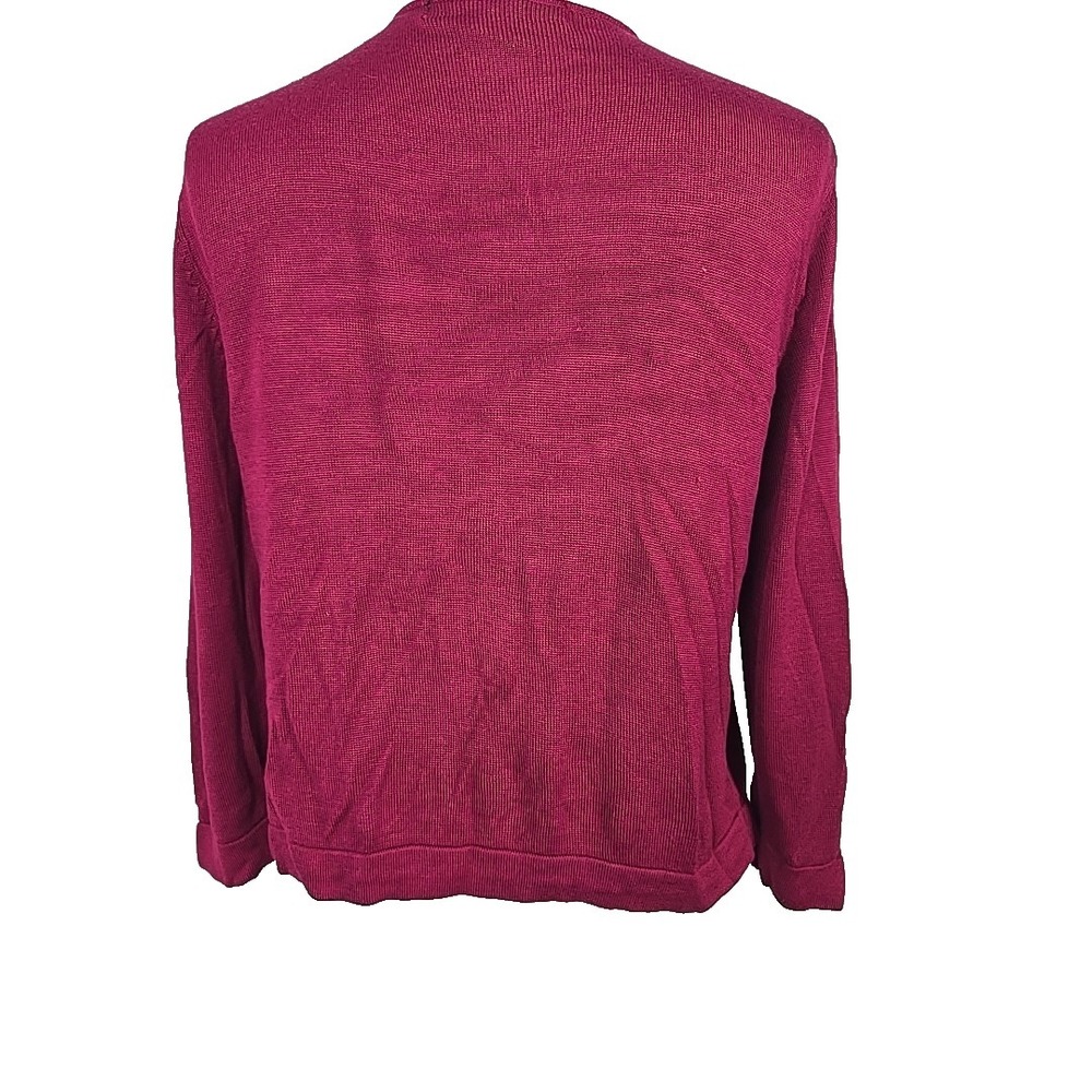 89th & Madison Raspberry Knit Open-Front 3/4 Sleeve Ruffle Sweater Medium M - Picture 5 of 7